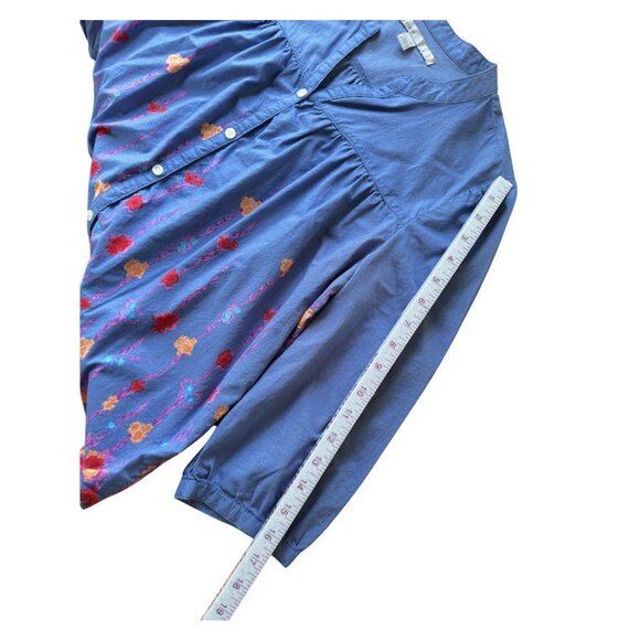 Old Navy Women's Blue Cotton Tunic Water Color Floral Print 3 Qtr Sleeve Sz Med - Picture 14 of 14